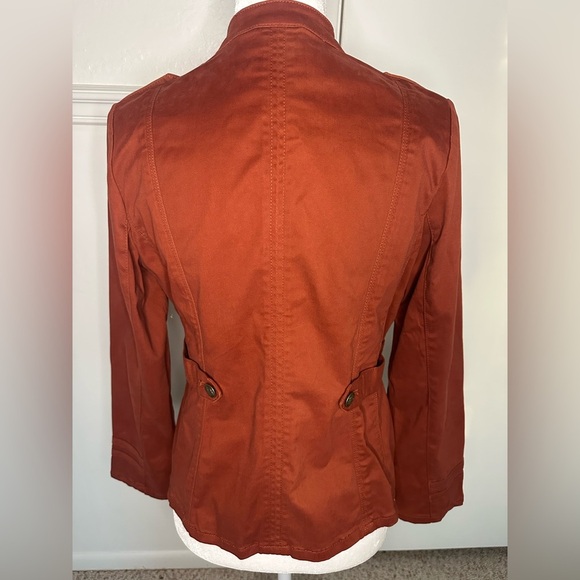 Chico’s Brown Military Field Jacket with Stand-Up Collar size 4/6 - Picture 7 of 12